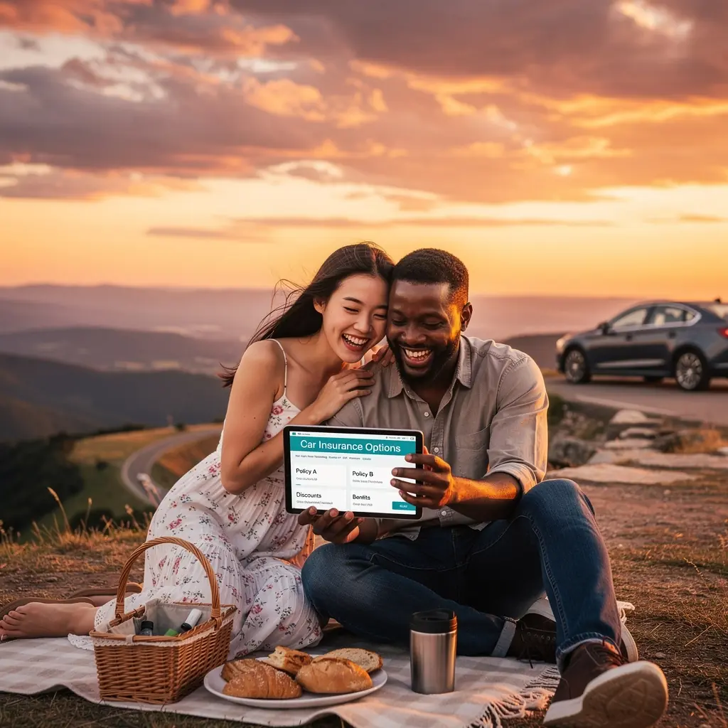 Rodzina zadowolona z niskich stawek ubezpieczeniowych i zniżek.